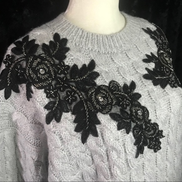 💎 Topshop floral embroidered chunky cable knit - Picture 2 of 8